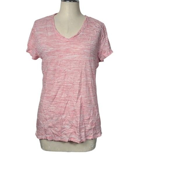 Faded Glory Heathered Pink White Short Sleeve Shirt L - Picture 1 of 5